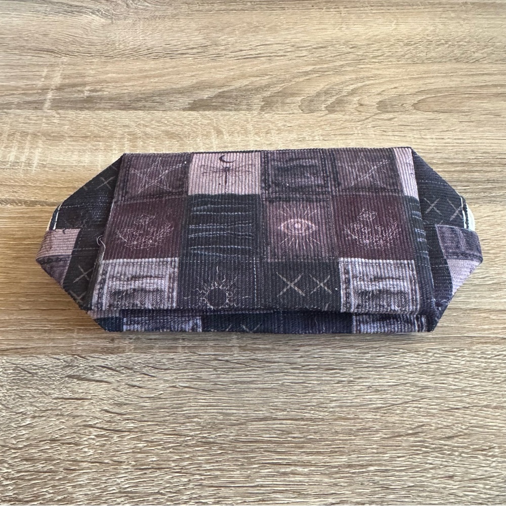 Patchwork Makeup Bag in Purple and Black